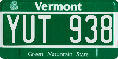 VT license plate YUT938