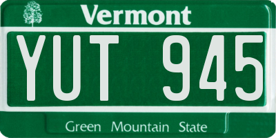 VT license plate YUT945