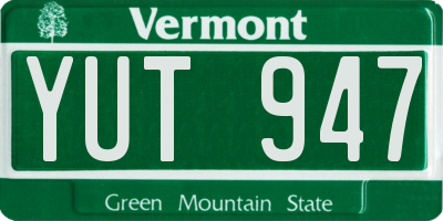 VT license plate YUT947