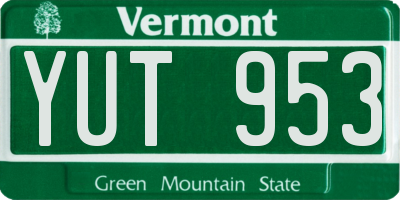 VT license plate YUT953