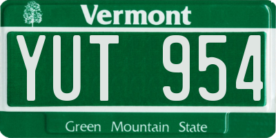 VT license plate YUT954