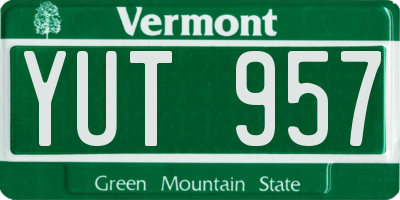 VT license plate YUT957
