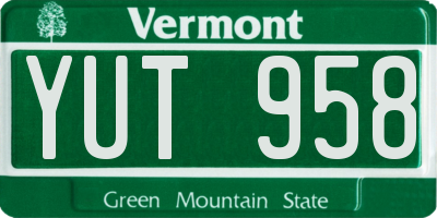 VT license plate YUT958