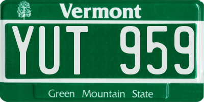 VT license plate YUT959