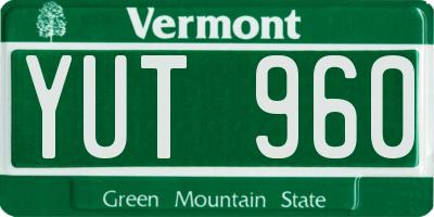 VT license plate YUT960