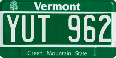 VT license plate YUT962