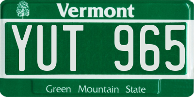 VT license plate YUT965