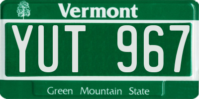 VT license plate YUT967