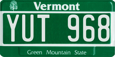 VT license plate YUT968