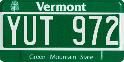 VT license plate YUT972