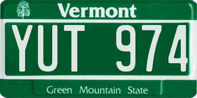 VT license plate YUT974