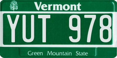 VT license plate YUT978