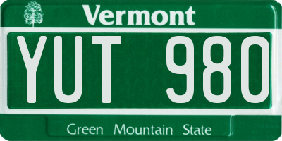 VT license plate YUT980
