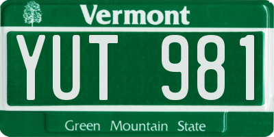 VT license plate YUT981