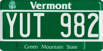 VT license plate YUT982