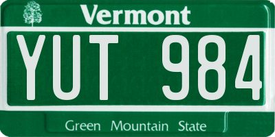 VT license plate YUT984