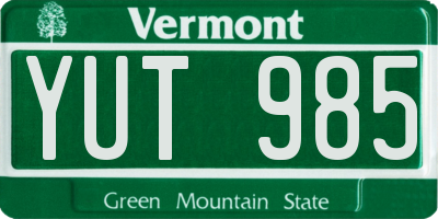 VT license plate YUT985