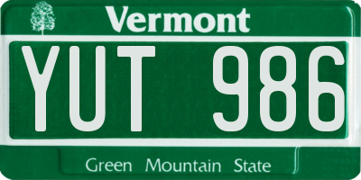 VT license plate YUT986