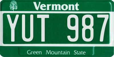 VT license plate YUT987
