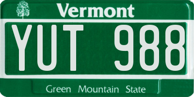 VT license plate YUT988
