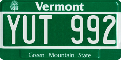 VT license plate YUT992