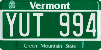 VT license plate YUT994