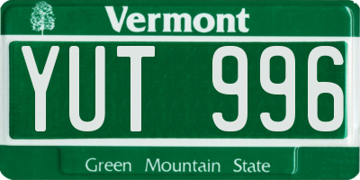 VT license plate YUT996