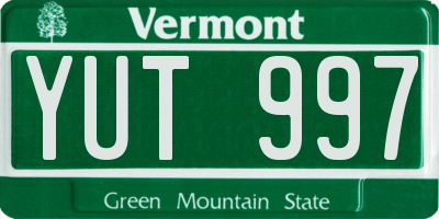 VT license plate YUT997