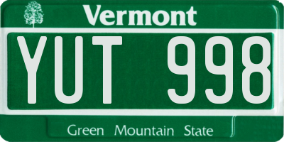 VT license plate YUT998