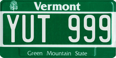 VT license plate YUT999