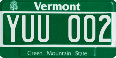 VT license plate YUU002