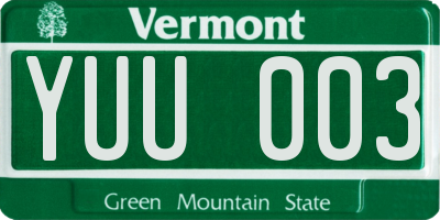 VT license plate YUU003