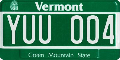 VT license plate YUU004