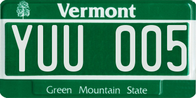 VT license plate YUU005