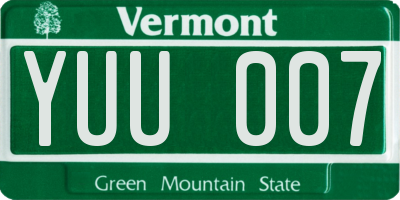VT license plate YUU007