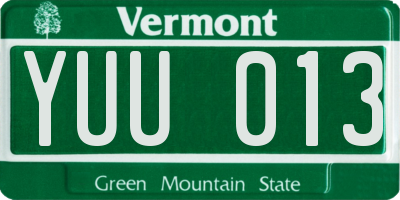 VT license plate YUU013