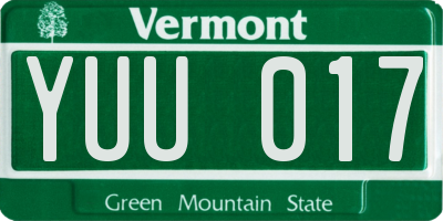 VT license plate YUU017
