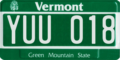 VT license plate YUU018