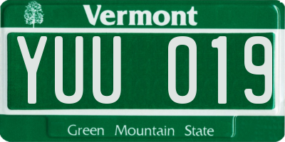 VT license plate YUU019
