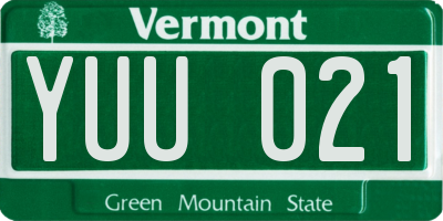 VT license plate YUU021