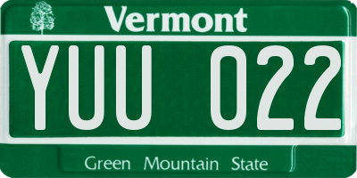 VT license plate YUU022