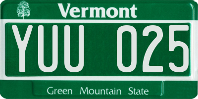 VT license plate YUU025