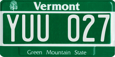 VT license plate YUU027