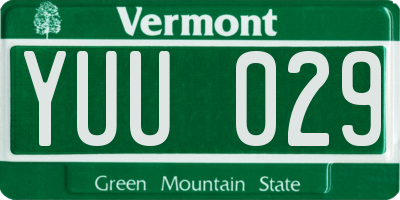 VT license plate YUU029