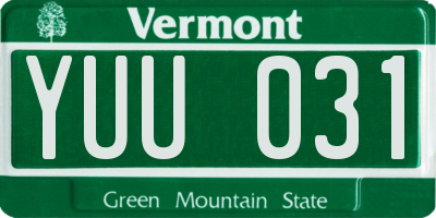 VT license plate YUU031