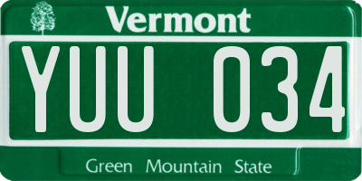VT license plate YUU034