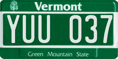 VT license plate YUU037