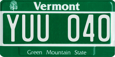 VT license plate YUU040