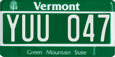 VT license plate YUU047