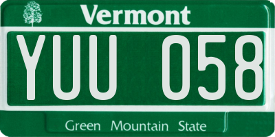 VT license plate YUU058